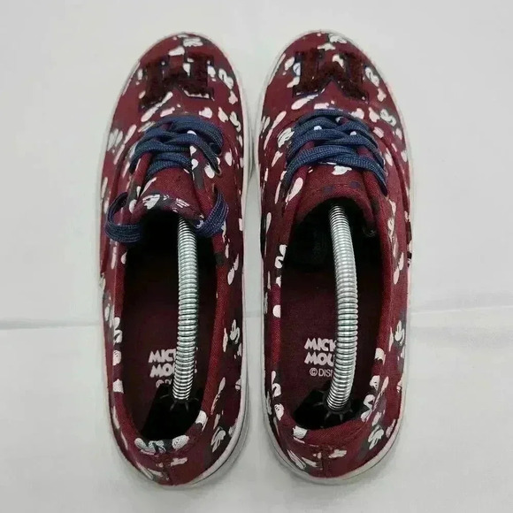 Disney Kid's Lace Up Mickey Mouse Allover Print Sneakers Burgundy Size 7 - Picture 6 of 9